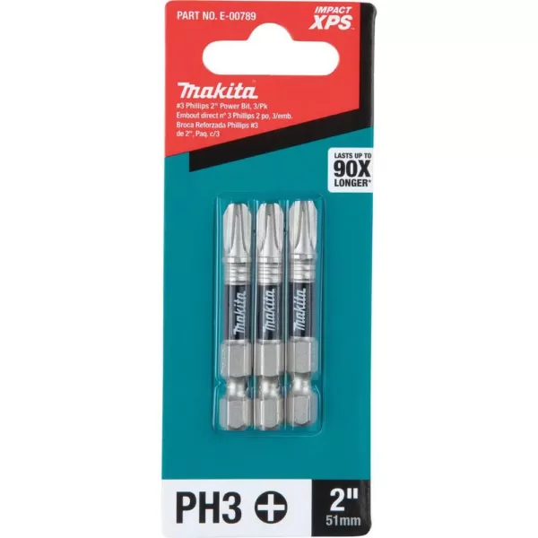 Makita Impact XPS #3 Phillips 2 in. Power Bit (3-Pack)