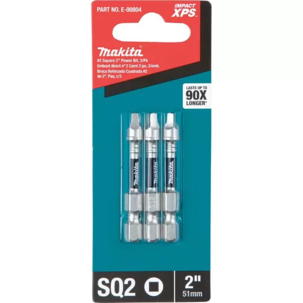 Makita Impact XPS #2 Square 2 in. Power Bit (3-Pack)