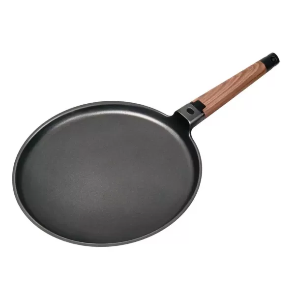 MasterPan Designer Series 11 in. Non-Stick Cast Aluminum Crepe Pan with Detachable Handle in Black