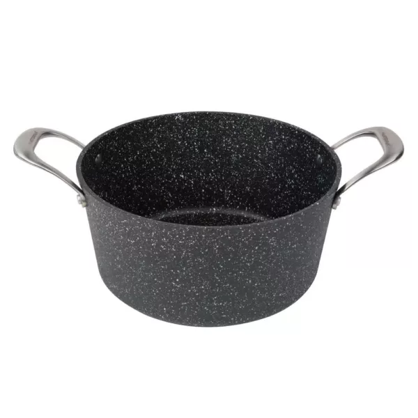 MasterPan Granite Ultra 5 qt. Cast Aluminum Nonstick Stock Pot in Black with Glass Lid