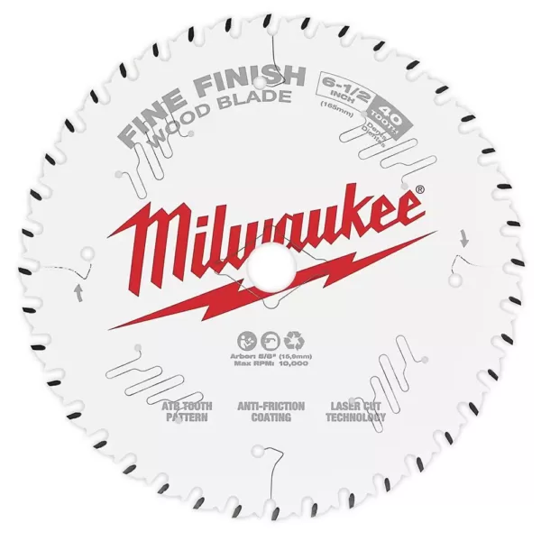 Milwaukee 6-1/2 in. x 40-Tooth Fine Finish Circular Saw Blade