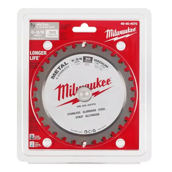 Milwaukee 5-3/8 in. x 30 Teeth Metal & Stainless Cutting Circular Saw Blade