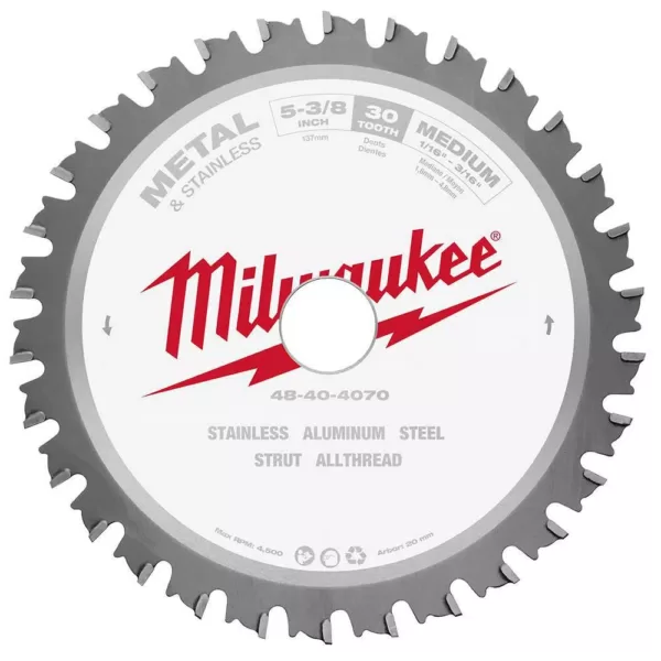 Milwaukee 5-3/8 in. x 30 Teeth Metal & Stainless Cutting Circular Saw Blade