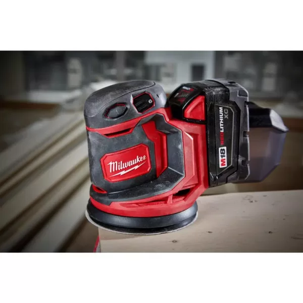 Milwaukee M18 18-Volt Lithium-Ion 5 in. Cordless Random Orbit Sander Kit with (1) 3.0Ah Battery, Charger and Tool Bag