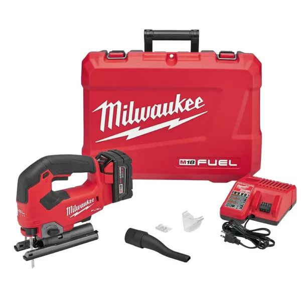 Milwaukee M18 FUEL 18-Volt Lithium-Ion Brushless Cordless Jig Saw Kit With (1) 5.0Ah Battery, Charger and Case