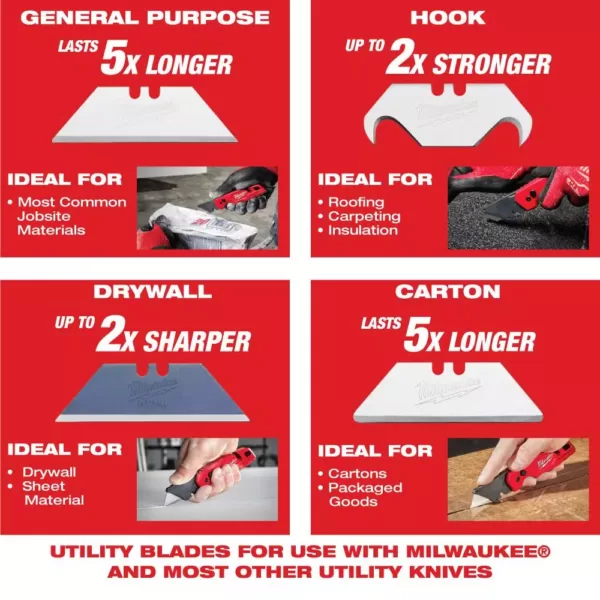 Milwaukee Hook Utility Knife Blades with Dispenser (50-Piece)