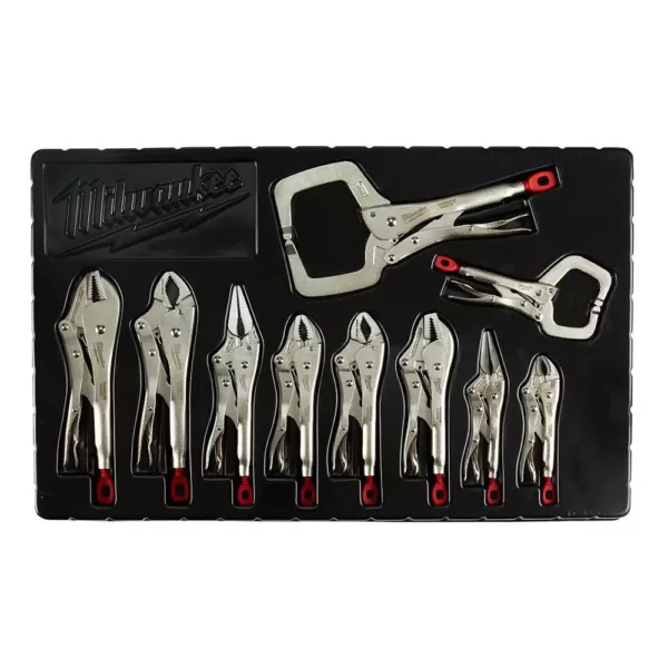 Milwaukee SAE Combination Ratcheting Wrench and Torque Lock Locking Pliers Mechanics Tool Set (17-Piece)