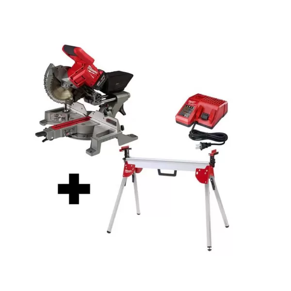 Milwaukee M18 FUEL 18-Volt Lithium-Ion Brushless Cordless 7-1/4 in. Dual Bevel Sliding Compound Miter Saw Kit W/ Stand, Battery