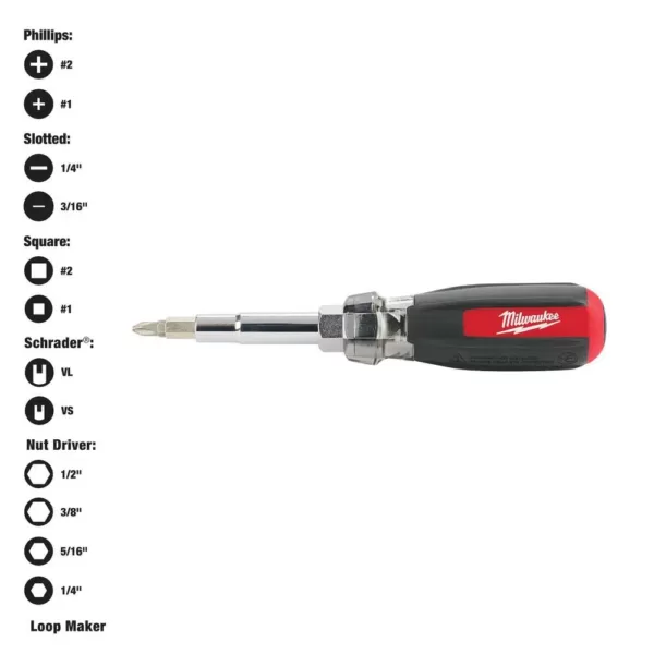 Milwaukee 13-in-1 Multi-Tip Cushion Grip Screwdriver With Schrader Bit