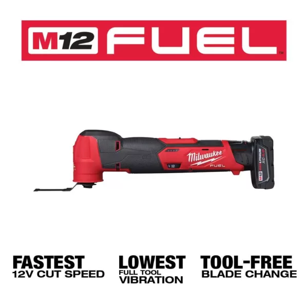 Milwaukee M12 FUEL 12-Volt Lithium-Ion Cordless Oscillating Multi-Tool and Jobsite Radio with two 3.0 Ah Batteries