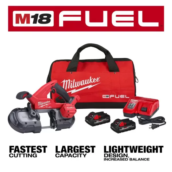 Milwaukee M18 FUEL 18-Volt Lithium-Ion Brushless Cordless Compact Bandsaw Kit with Two 3.0 Ah High Output Batteries