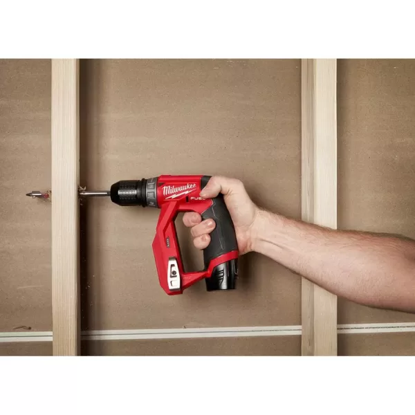 Milwaukee M12 FUEL 12-Volt Lithium-Ion Brushless Cordless 4-in-1 Installation 3/8 in. Drill Driver Kit W/ M12 3/8 in. Ratchet