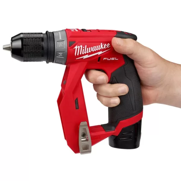 Milwaukee M12 FUEL 12-Volt Lithium-Ion Brushless Cordless 4-in-1 Installation 3/8 in. Drill Driver Kit W/ M12 3/8 in. Ratchet