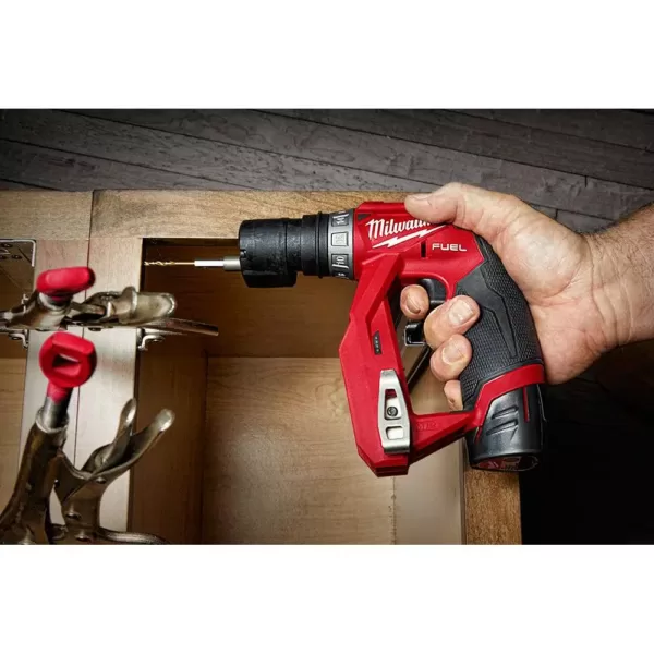 Milwaukee M12 FUEL 12-Volt Lithium-Ion Brushless Cordless 4-in-1 Installation 3/8in. Drill Driver & SURGE Impact Driver Combo Kit