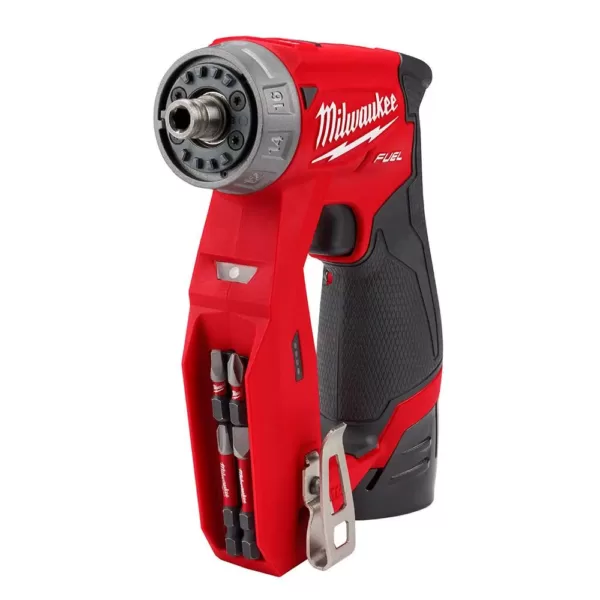 Milwaukee M12 FUEL 12-Volt Lithium-Ion Brushless Cordless 4-in-1 Installation 3/8 in. Drill Driver Kit W/ Bonus 2.0Ah Battery