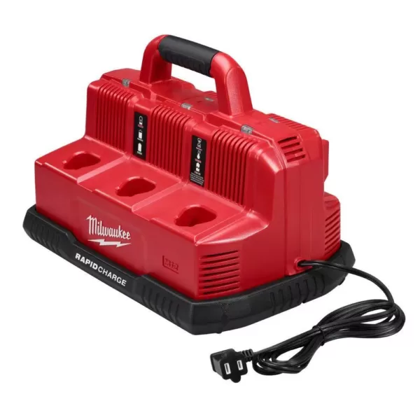 Milwaukee M12 and M18 12-Volt/18-Volt Lithium-Ion Multi-Voltage 6-Port Sequential Rapid Battery Charger (3 M12 and 3 M18 Ports)