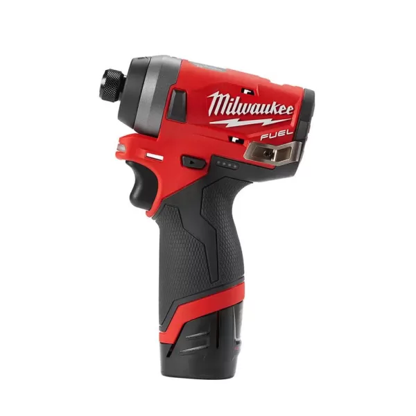 Milwaukee M12 FUEL 12-Volt Li-Ion Brushless Cordless Hammer Drill and Impact Driver Combo Kit (2-Tool)w/ M12 3/8 in. Ratchet