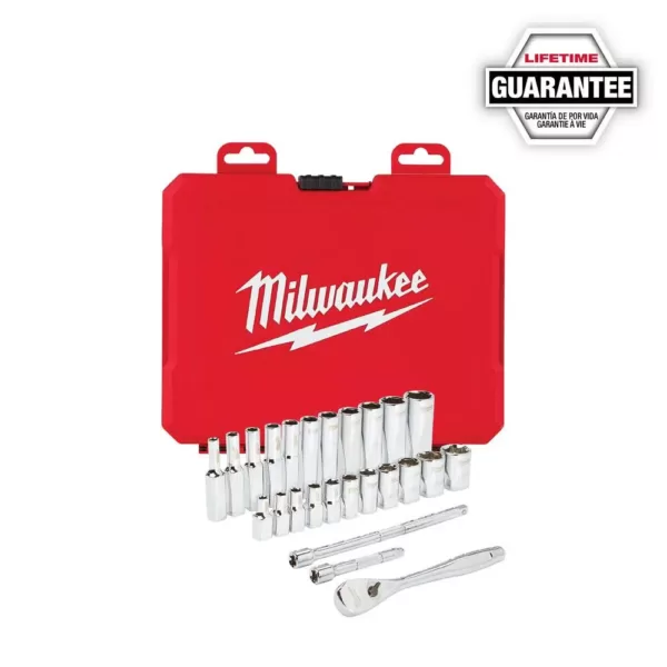 Milwaukee 1/4 in. Drive SAE/Metric Ratchet and Socket Mechanics Tool Set (54-Piece)