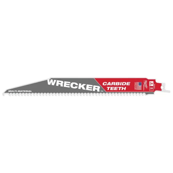 Milwaukee 9 in. 6 TPI WRECKER Carbide Teeth Multi-Material Cutting SAWZALL Reciprocating Saw Blade