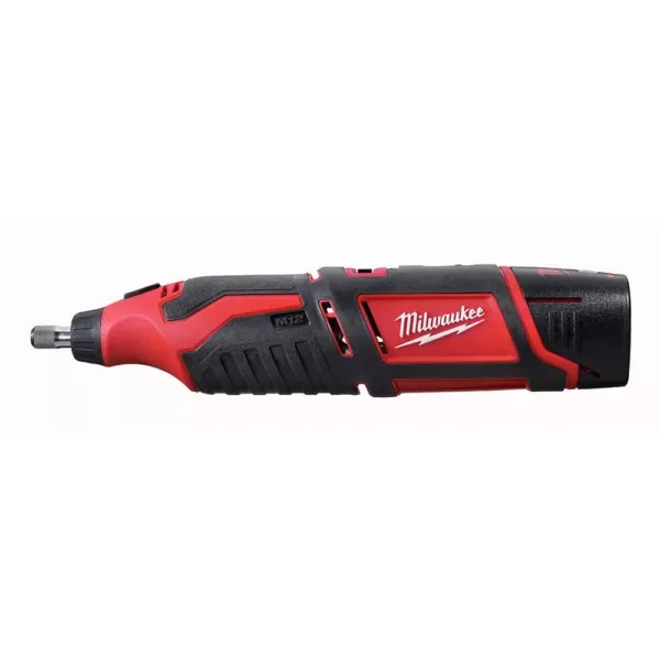 Milwaukee M12 12-Volt Lithium-Ion Cordless Rivet Tool Kit with (2) 1.5Ah Batteries and Charger and M12 Rotary Tool