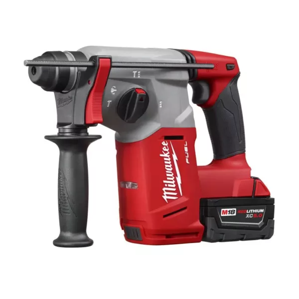 Milwaukee M18 FUEL 18-Volt Lithium-Ion Brushless Cordless 1 in. SDS-Plus Rotary Hammer W/ Dust Extractor Kit, (2) 5.0Ah Batteries