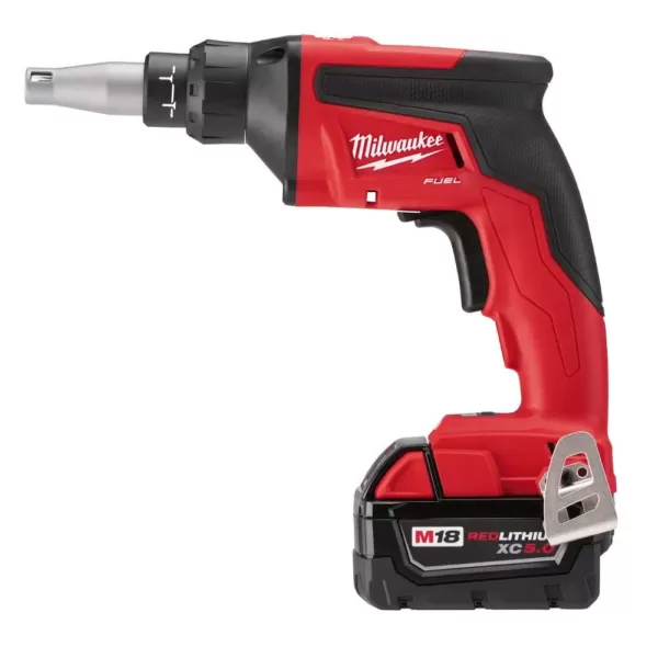 Milwaukee M18 FUEL 18-Volt Lithium-Ion Brushless Cordless Drywall Screw Gun XC Kit with Collated Screw Gun Attachment