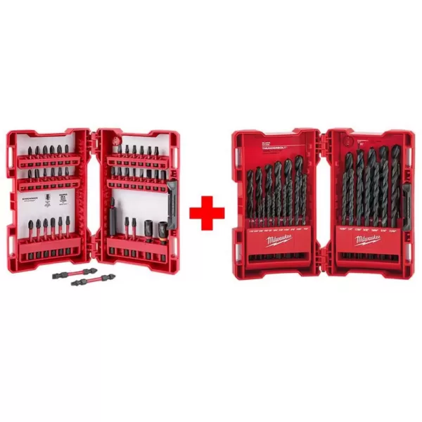 Milwaukee SHOCKWAVE IMPACT DUTY Steel Driver Bit Set (40-Piece) with Black Oxide Steel Drill Bit Set (29-Piece)