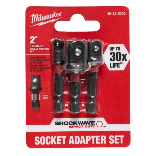 Milwaukee SHOCKWAVE Impact Duty 1/4 in. Hex Shank Socket Adapter Set (3-Piece)