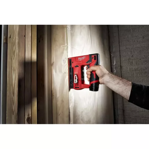 Milwaukee M12 12-Volt Lithium-Ion Cordless 3/8 in. Crown Stapler with 4.0 Ah M12 Battery