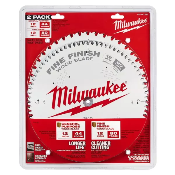 Milwaukee 12 in. x 44-Tooth and 80-Tooth Circular Saw Blade (2-Pack)