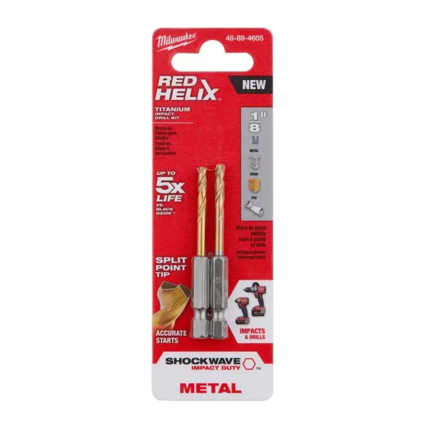 Milwaukee SHOCKWAVE 1/8 in. Titanium Twist Drill Bit (2-Pack)