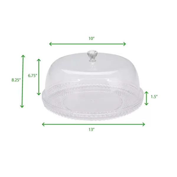 Mind Reader 10 in. x 7.25 in. Clear Diamond Acrylic Cake Holder with Cover, Cake Display, Dessert Display Tray, Cake Storage