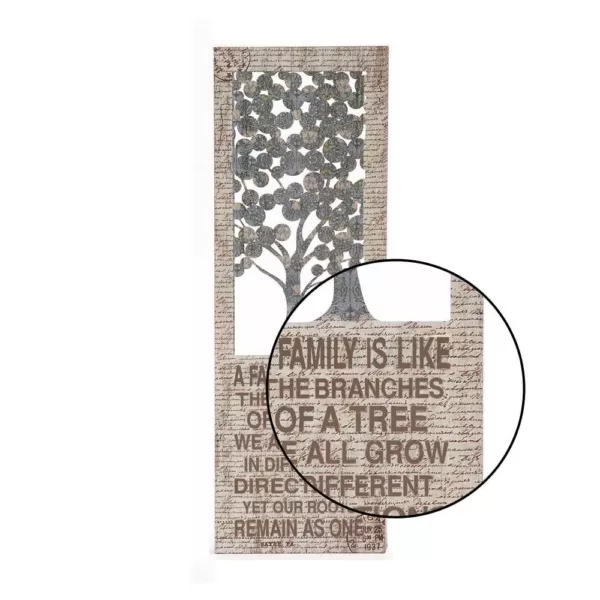 LITTON LANE 12 in. x 36 in. Shabby Chic "A Family is Like the Branches" Inspirational Statement Wall Decor