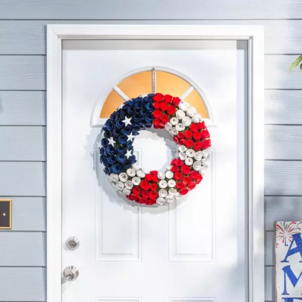 Gerson 21.5 in. Dia Americana Wood Flower Wreath