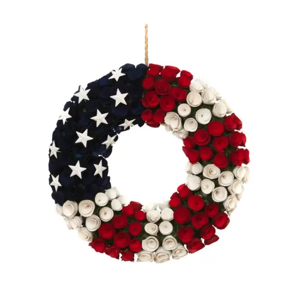 Gerson 21.5 in. Dia Americana Wood Flower Wreath