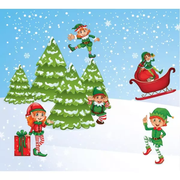 My Door Decor 7 ft. x 8 ft. North Pole Elves-Christmas Garage Door Decor Mural for Split Car Garage