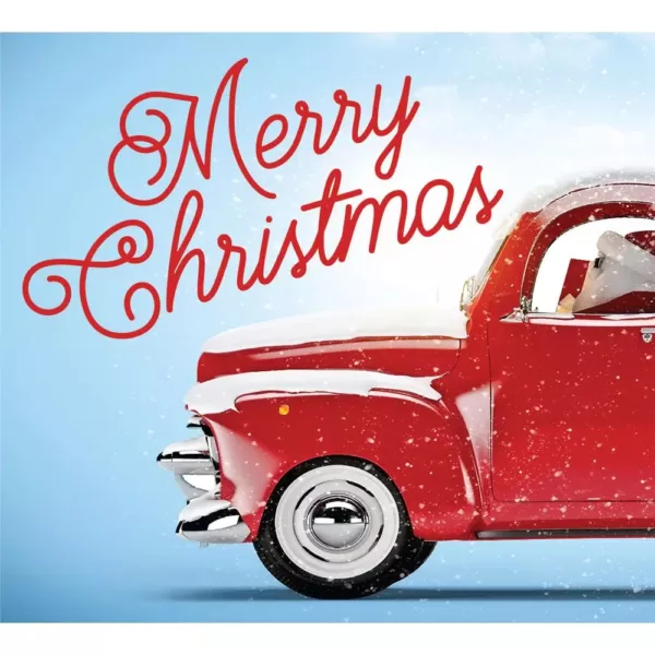 My Door Decor 7 ft. x 8 ft. Red Truck Christmas-Christmas Garage Door Decor Mural for Split Car Garage