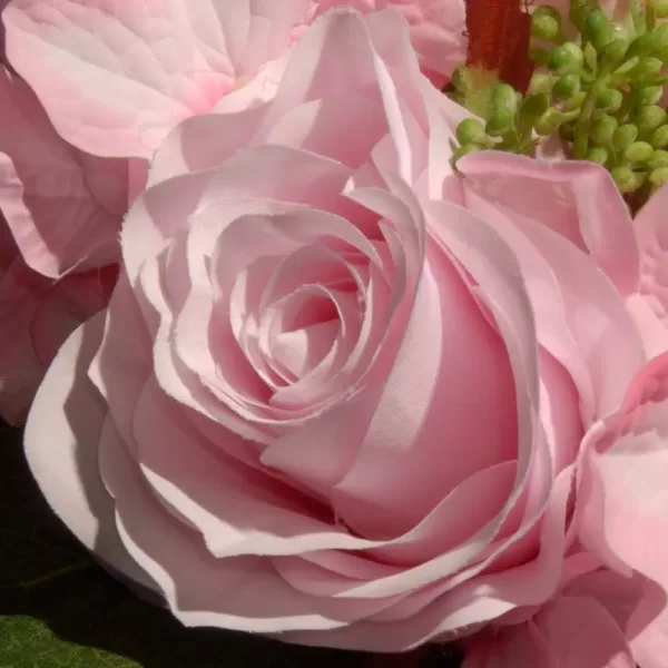 National Tree Company 12.2 in. Mixed Pink Rose and Hydrangea Bouquet