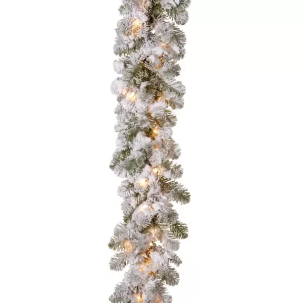 National Tree Company 9 ft. x 12 in. Feel Real Snowy Camden Garland with 50 Clear Lights