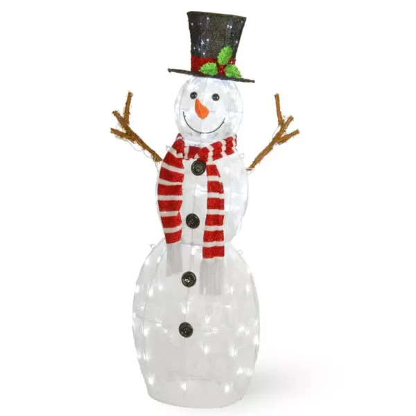 National Tree Company 48 in. Snowflake Fabric Snowman with 120 Cool White LED Lights