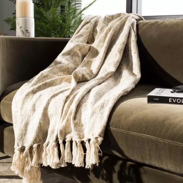 Safavieh Peppin Natural/Gold Throw Blanket