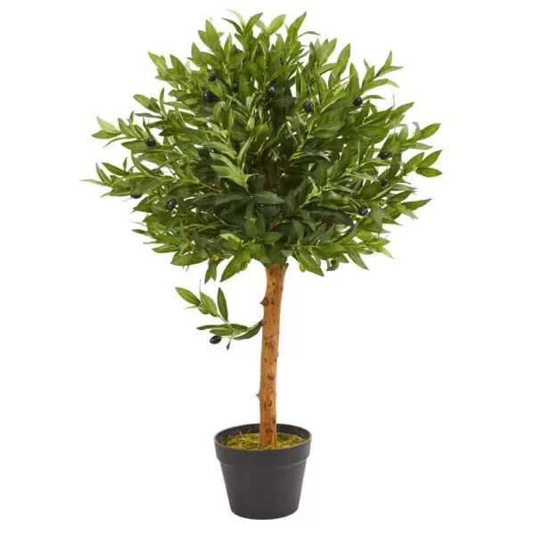 Nearly Natural 34 in. Indoor/Outdoor Olive Topiary Artificial Tree