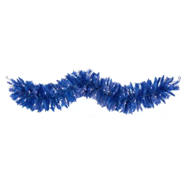 Nearly Natural 6 ft. Pre-Lit Blue Artificial Christmas Garland with 50 Warm White Lights