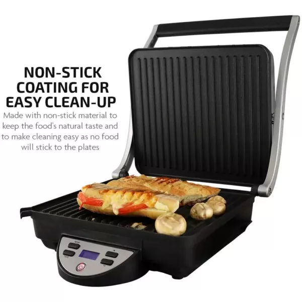 Ovente GP1000BR 1500 W Brushed Nickel Non-Stick Panini Press