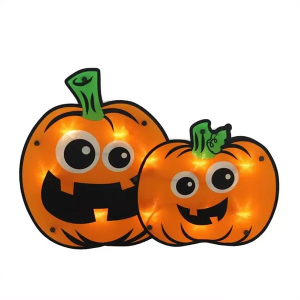 Northlight 11.5 in. Lighted Jack-O-Lantern Pumpkin Couple Window Silhouette