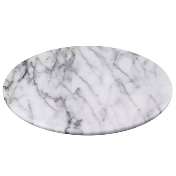 Creative Home 12 in. Off-White Natural Marble Round Board Cheese Serving Plate, Dessert Cake Service Board