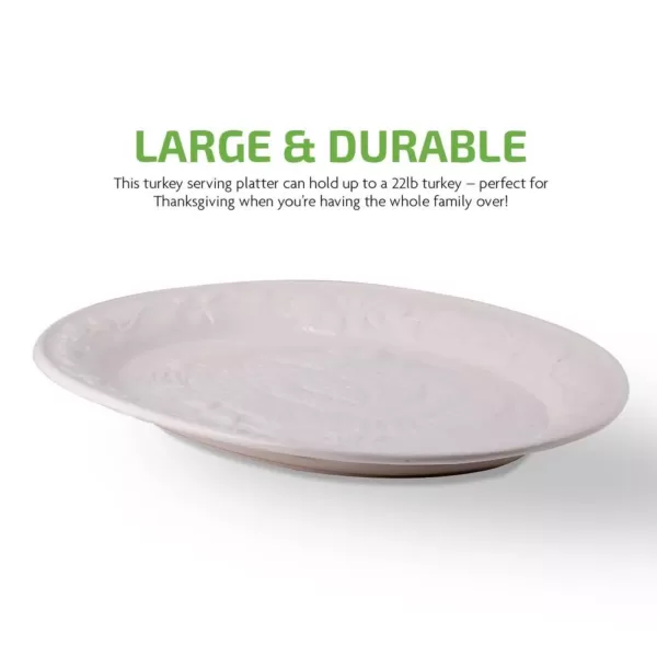 Ovente 13.4 in. White Turkey Ceramic Serving Platter