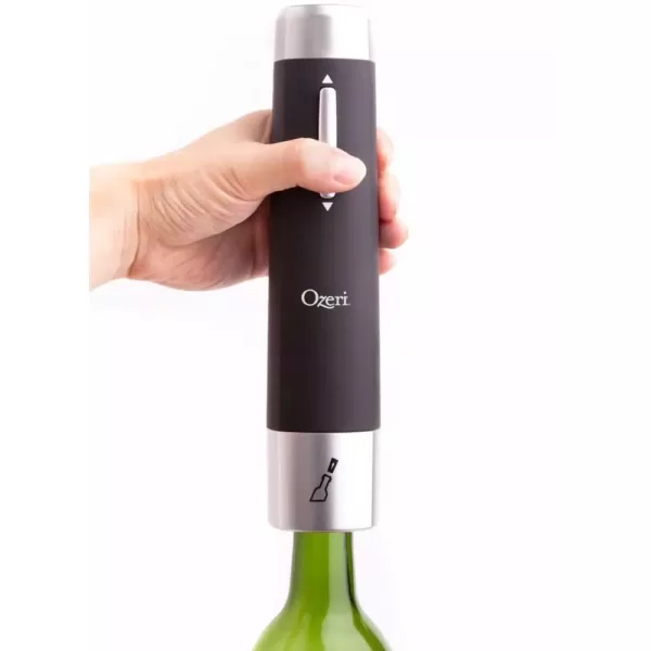 Ozeri Prestige Electric Wine Bottle Opener with Aerating Pourer, Foil Cutter and Elegant Recharging Stand