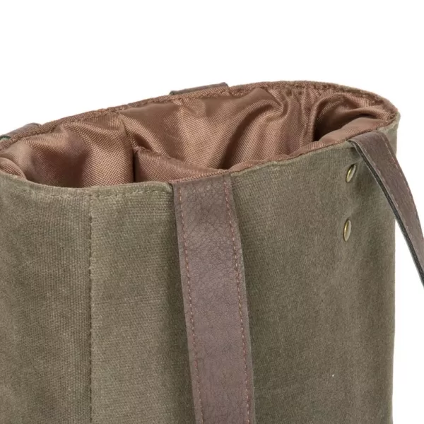 Picnic Time Khaki Green 2-Bottle Insulated Waxed Canvas Wine Cooler Bag