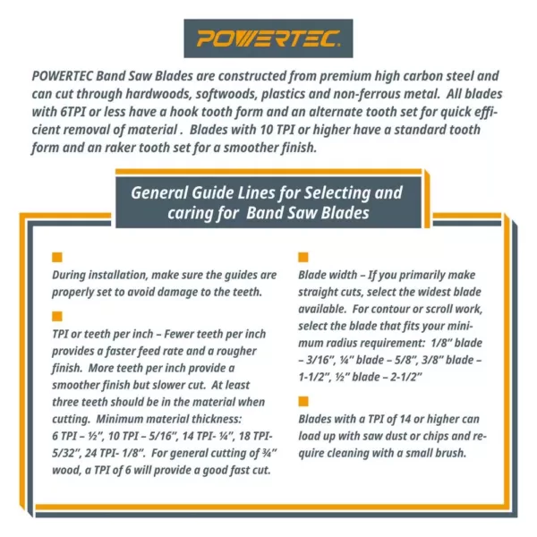 POWERTEC 63-1/2 in. x 1/4 in. x 14 TPI Band Saw Blade